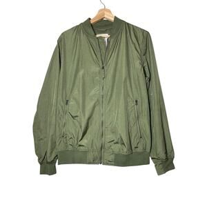 GAP Mens Bomber Windbreaker Jacket Olive Army Green Size Small Water Resistant